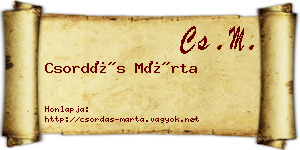 Csordás Márta névjegykártya